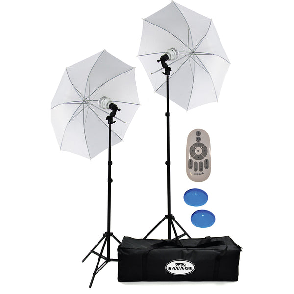 Savage 700 Watt Bi-Color LED Umbrella 2-Light Kit - Lighting-Studio - Savage - Helix Camera