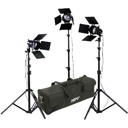 Smith Victor K33B 3-Light 1800-watt Portable Attache Kit with Barndoors (401420) - Lighting-Studio - Smith-Victor - Helix Camera