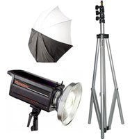 Photogenic Two Eclipse 45" Umbrellas & Mounts with 8' Air-Cushioned Light Stands and Kit Case - Lighting-Studio - Photogenic - Helix Camera