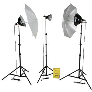 Smith Victor KT750U 3-Light 750-watt Thrifty basic kit w/ umbrellas (401431) - Lighting-Studio - Smith-Victor - Helix Camera