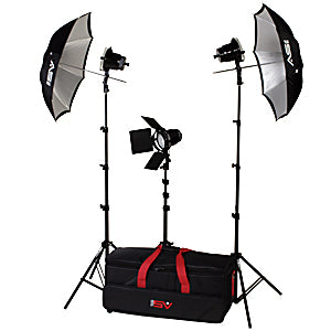 Smith-Victor K43 3- Light 1800 Watt Spot Lighting Kit with Umbrellas - Lighting-Studio - Smith-Victor - Helix Camera
