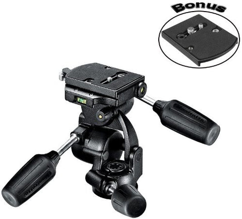 Manfrotto 808RC4 3-Way Standard Head with Quick Release Plate 410PL - Lighting-Studio - Manfrotto - Helix Camera