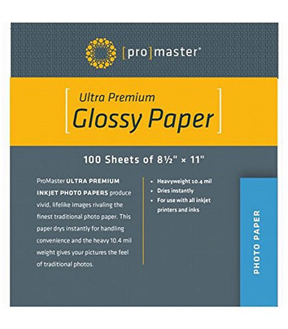 ProMaster Ultra Premium Glossy Paper - 8 1/2"x11" - 100 Sheets - Print-Scan-Present - ProMaster - Helix Camera