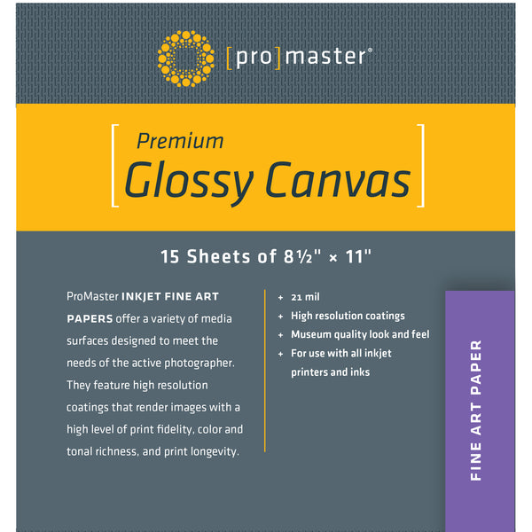 ProMaster Premium Glossy Canvas - 8 1/2"x11'' - 15 Sheets - Print-Scan-Present - ProMaster - Helix Camera