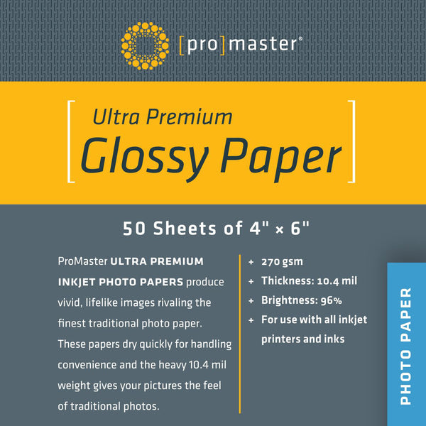 ProMaster Ultra Premium Glossy Paper - 4"x6" - 50 Sheets - Print-Scan-Present - ProMaster - Helix Camera