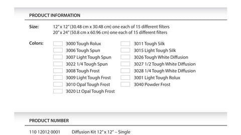 Rosco Diffusion Filter Kit - 12"x12" - Lighting-Studio - Rosco - Helix Camera