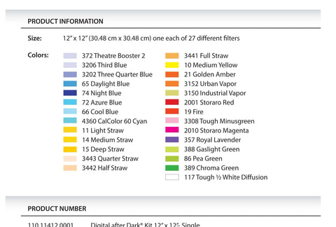 Rosco Digital After Dark Filter Kit - 12''x12" - Lighting-Studio - Rosco - Helix Camera
