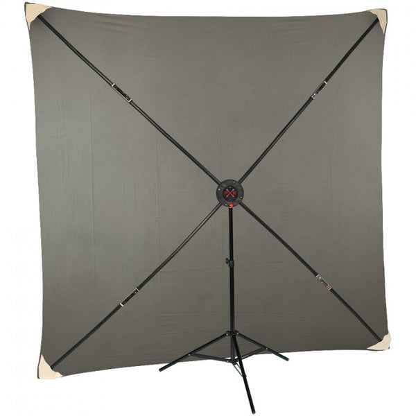 Studio- Assets 8 x 8' PXB Portable X-frame Background System with Light Grey Muslin - Lighting-Studio - Studio-Assets - Helix Camera