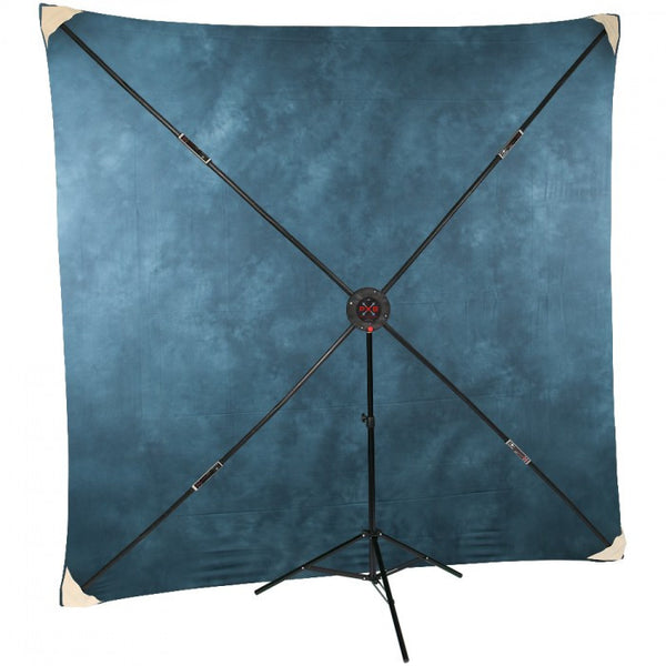Studio-Assets 8 x 8' PXB Portable X-frame Background System with Executive Blue Muslin - Lighting-Studio - Studio-Assets - Helix Camera
