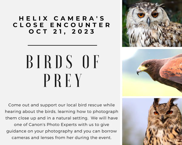 Birds of Prey Encounter   October 21, 2023  (11:00AM - 1:30PM) - Helix Camera 