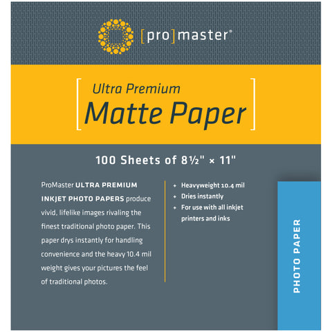 ProMaster Ultra Premium Matte Paper - 8 1/2"x11" - 100 Sheets - Print-Scan-Present - ProMaster - Helix Camera 