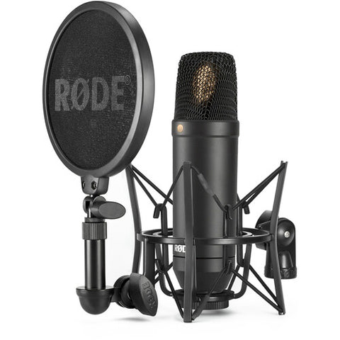 RODE NT1Kit Cardioid Condenser Microphone w/SRM Combination Shock Mount & Pop Screen - Audio - RØDE - Helix Camera 