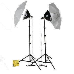 Smith Victor KT1000U 2-Light 1000-watt Thrifty intermediate kit w/ umbrellas (401432) - Lighting-Studio - Smith-Victor - Helix Camera 