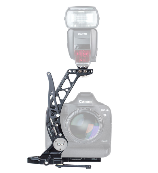 ProMediaGear BBGv2 - Boomerang Flash Bracket for taller bodies or cameras w/ grip for Weddings and Portraits for Canon, Nikon, Sony, Pentax, Olympus - Photo-Video - ProMediaGear - Helix Camera 