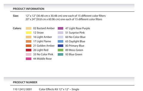 Rosco Color Effects Filter Kit - 12"x12" - Lighting-Studio - Rosco - Helix Camera 