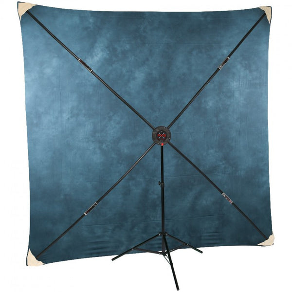 Studio-Assets 8 x 8' PXB Portable X-frame Background System with Executive Blue Muslin - Lighting-Studio - Studio-Assets - Helix Camera 