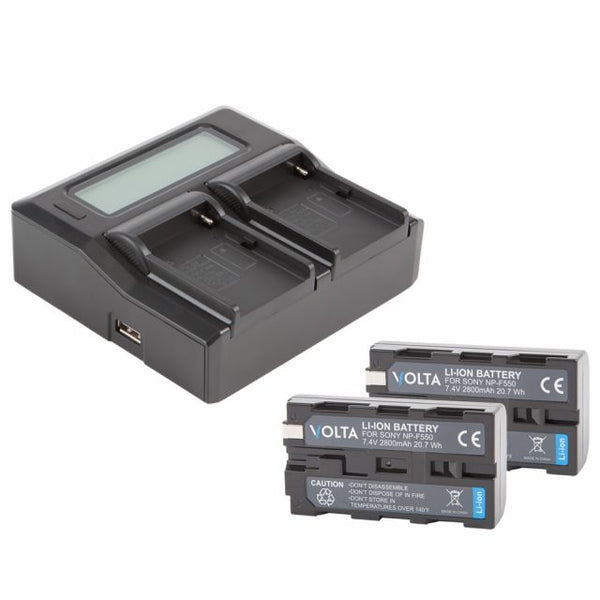 Volta NP-F550 Li-Ion Two Battery and Dual Charger Kit - Photo-Video - Volta - Helix Camera 